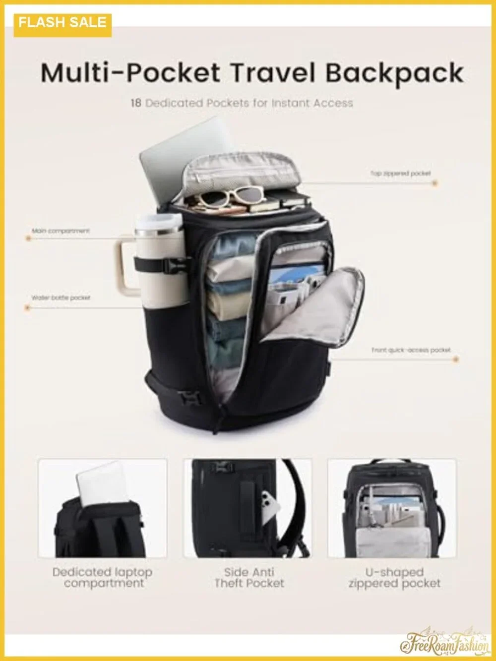 Travel Backpack for Women Men, 25L Airline Approved Carry On, Lightweight with